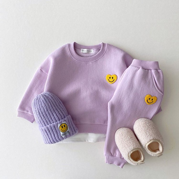 Embroidered Smiley Heart - Baby Wear Set